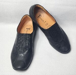 Think! Black Leather Loafers for Women